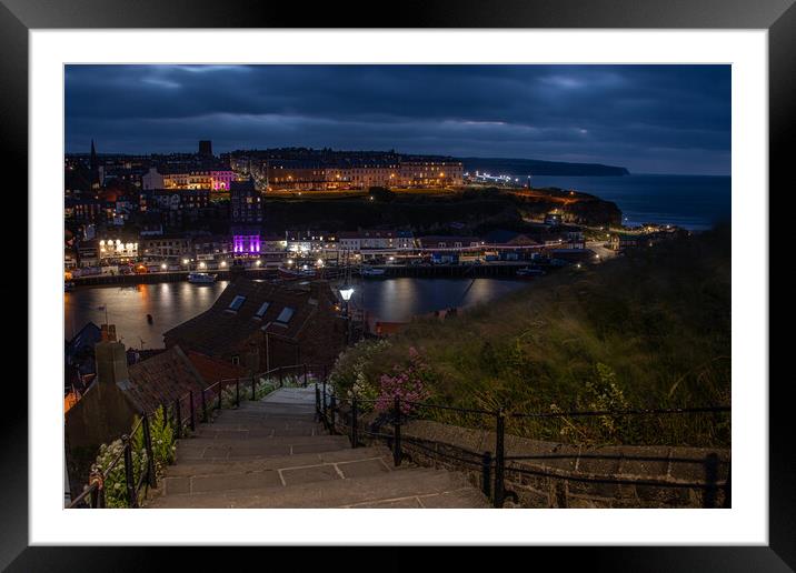 Enchanting Whitby Night View Framed Mounted Print by Alan Tunnicliffe