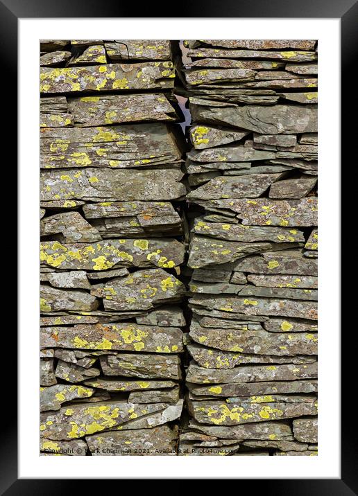 Slate drystone wall Framed Mounted Print by Photimageon UK