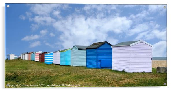  Littlestone Beach Huts Kent Acrylic by Diana Mower