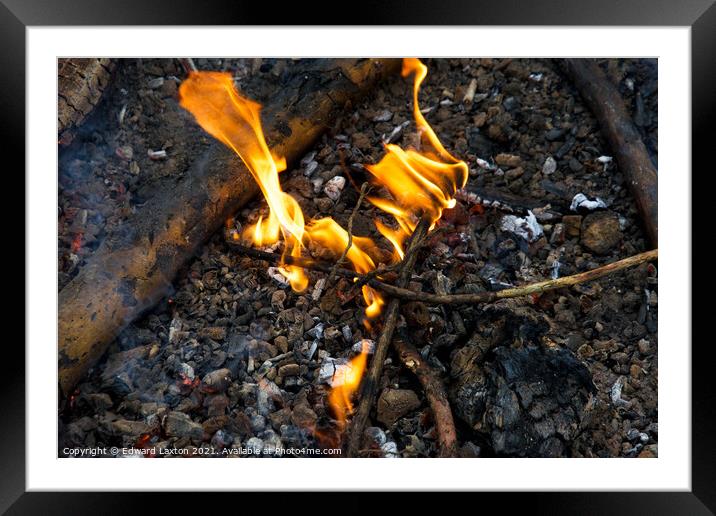 Two Burning Sticks Framed Mounted Print by Edward Laxton