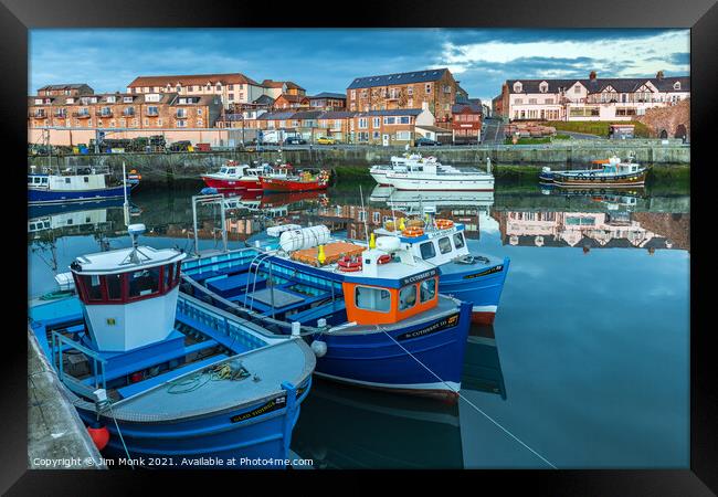 Seahouses Harbour Framed Print by Jim Monk