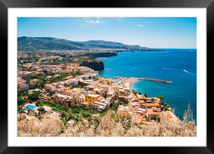 Sorrento coast town Framed Mounted Print by Sanga Park