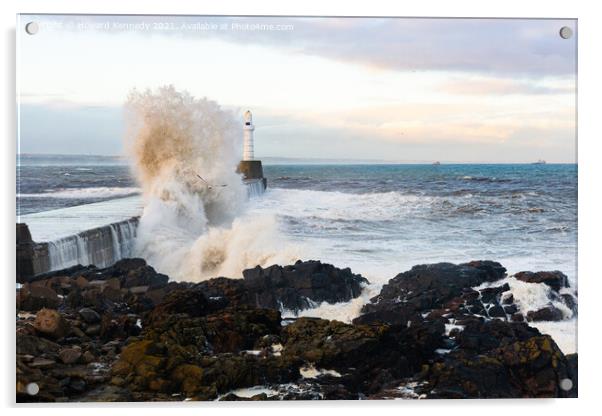 Stormy Seas at Aberdeen Acrylic by Howard Kennedy