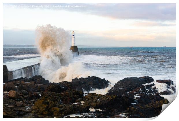 Stormy Seas at Aberdeen Print by Howard Kennedy