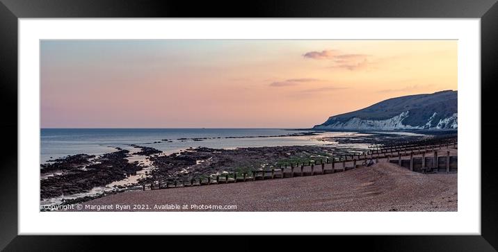 A Serene Sunset over Eastbourne Beach Framed Mounted Print by Margaret Ryan