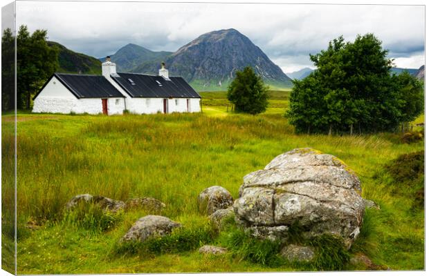 Black Rock Cottage and Buachaille Etive Mor Canvas Print by Howard Kennedy
