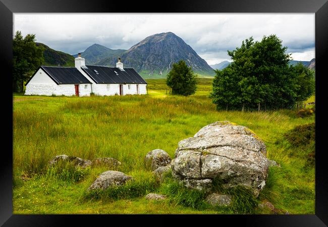 Black Rock Cottage and Buachaille Etive Mor Framed Print by Howard Kennedy