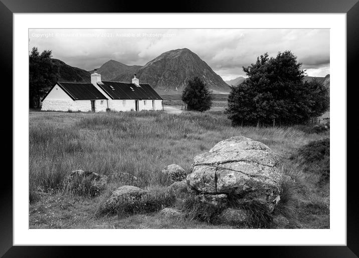 Black Rock Cottage and Buachaille Etive Mor Framed Mounted Print by Howard Kennedy