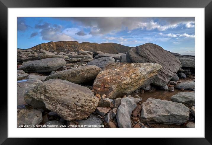 Rocks on Monknash Beach Framed Mounted Print by Gordon Maclaren