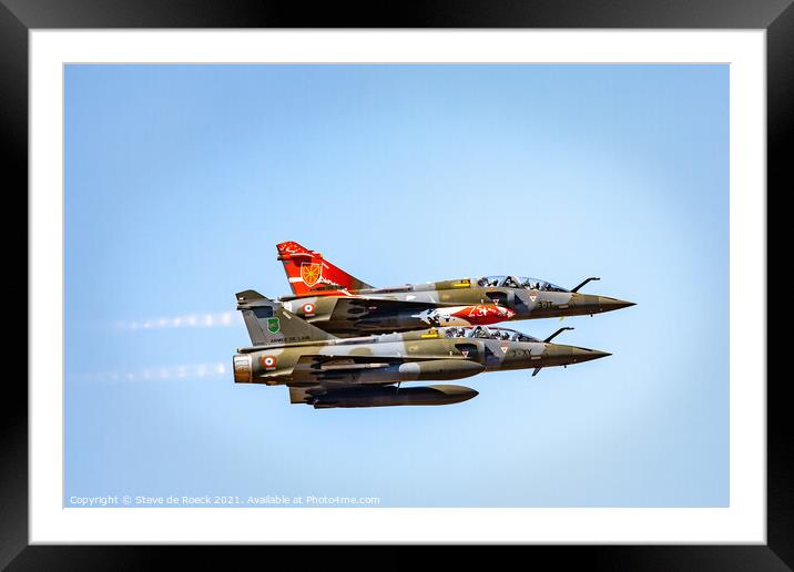 A Dassault Duo. Two Dassault Mirage Jets In Close  Framed Mounted Print by Steve de Roeck