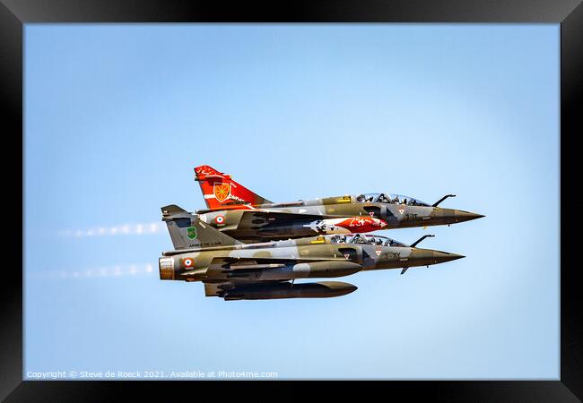 A Dassault Duo. Two Dassault Mirage Jets In Close  Framed Print by Steve de Roeck
