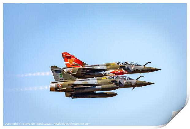 A Dassault Duo. Two Dassault Mirage Jets In Close  Print by Steve de Roeck