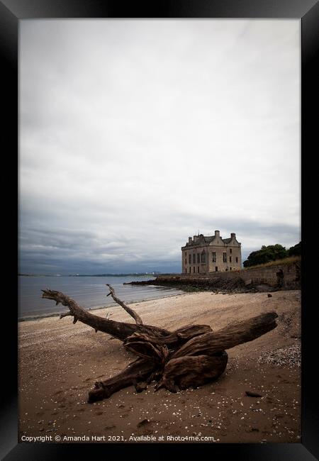 Barnbougle Castle and beach, Edinburgh Framed Print by Amanda Hart
