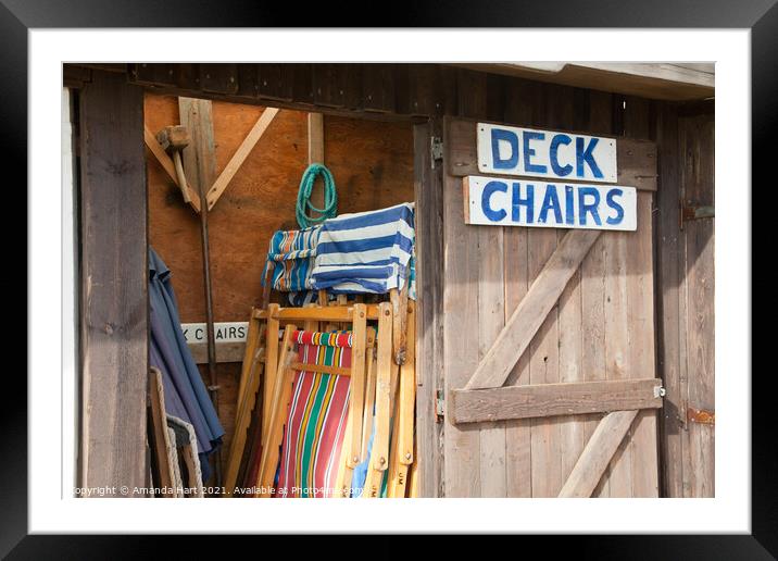 Deck chairs - seaside still life Framed Mounted Print by Amanda Hart