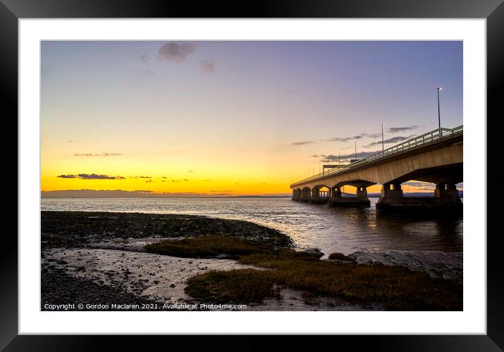 Sunset over the Severn Estuary and the Prince of Wales Bridge Framed Mounted Print by Gordon Maclaren
