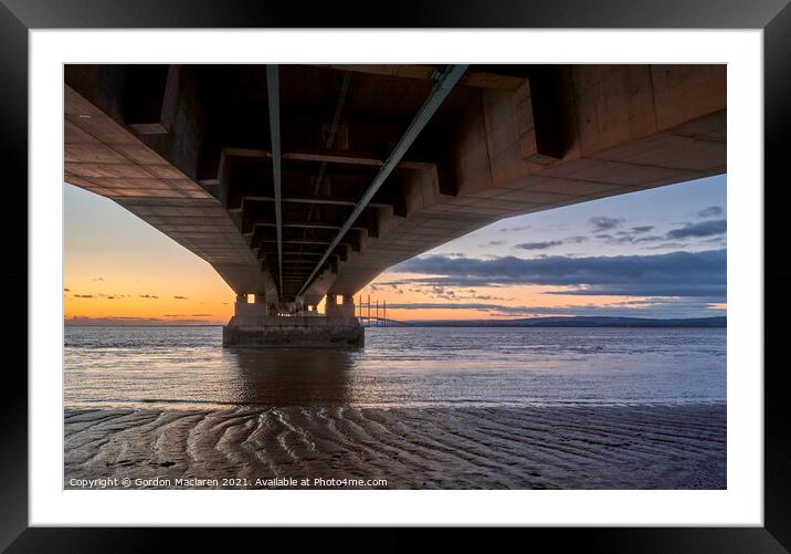 Severn Bridge Sunset, South Wales Framed Mounted Print by Gordon Maclaren