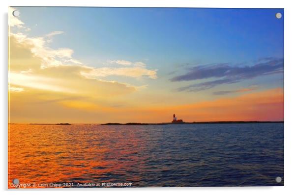 Sunset and Longstone Lighthouse Acrylic by Colin Chipp