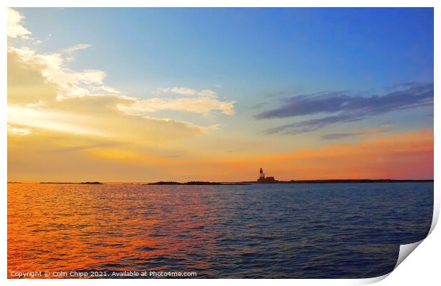 Sunset and Longstone Lighthouse Print by Colin Chipp
