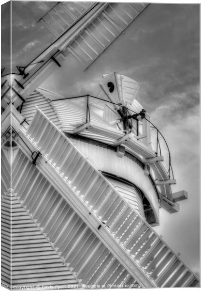 Windmill In Monochrome Canvas Print by David Pyatt