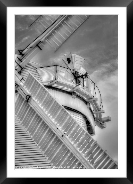 Windmill In Monochrome Framed Mounted Print by David Pyatt