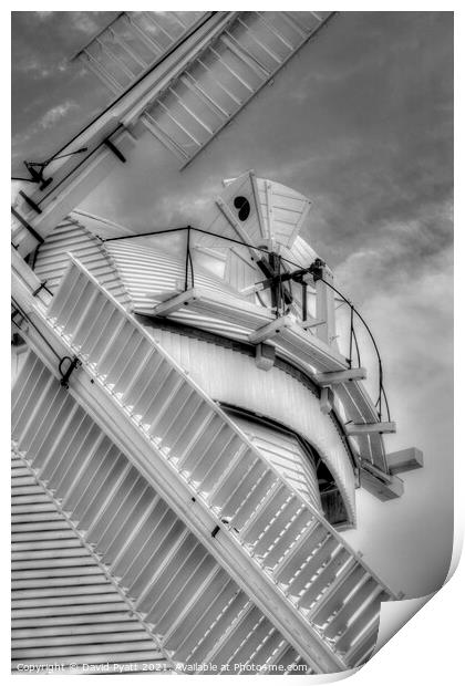 Windmill In Monochrome Print by David Pyatt