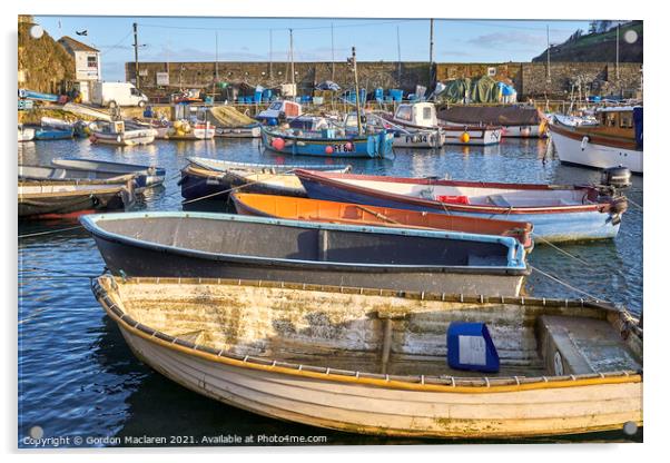 Mevagissey Cornwall Harbour Fishing Port England Acrylic by Gordon Maclaren