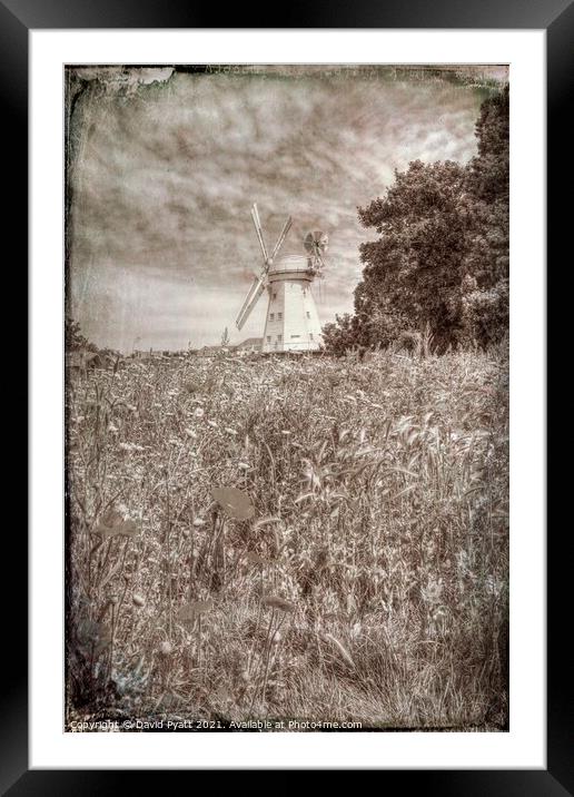 Windmill Vintage Framed Mounted Print by David Pyatt