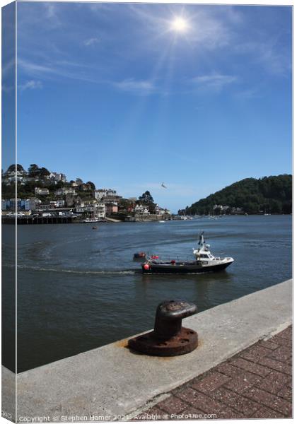 Sunshine over Kingswear and Dartmouth Canvas Print by Stephen Hamer