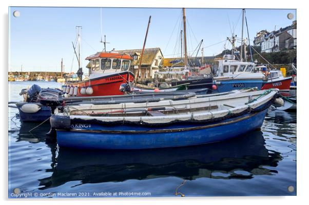 Mevagissey Fishing Harbour, Cornwall Acrylic by Gordon Maclaren