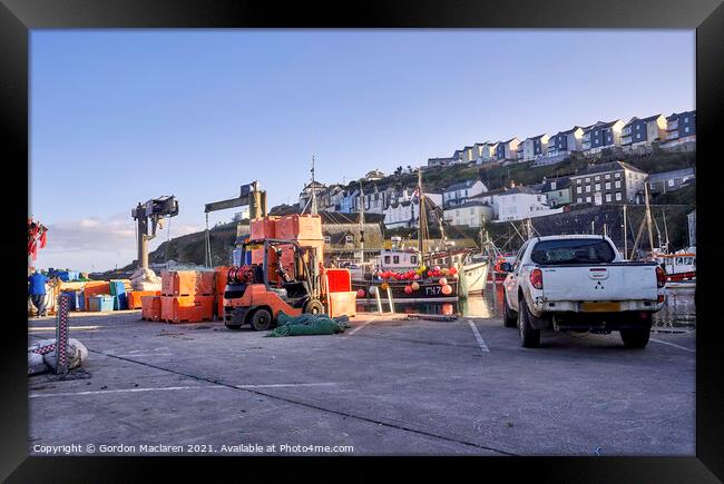 Working Fishing Harbour, Mevagissey Framed Print by Gordon Maclaren