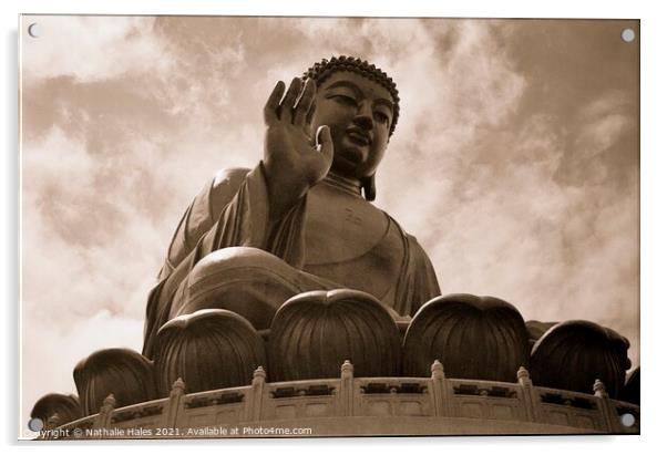 Tian Tan Buddha - Sepia Acrylic by Nathalie Hales