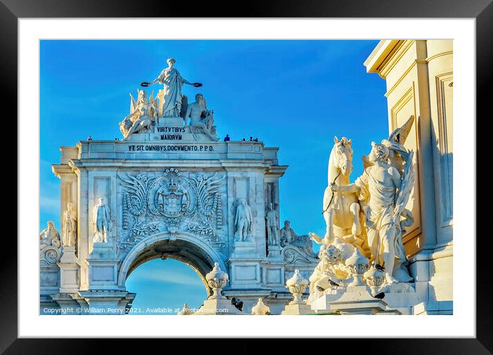 Rua Augusta Arch  Baixa Palace Square Lisbon Portugal Framed Mounted Print by William Perry