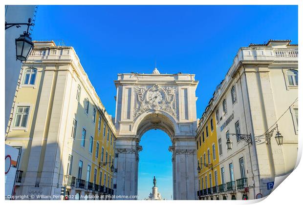 Rua Augusta Arch  Baixa Palace Square Lisbon Portugal Print by William Perry