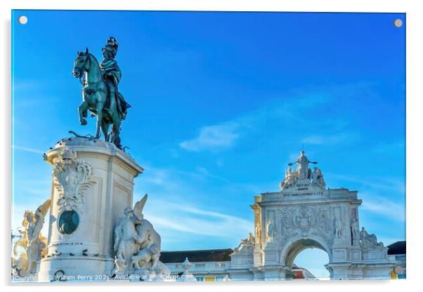 King Jose Statue Rua Augusta Arch  Commerce Square  Lisbon Portu Acrylic by William Perry