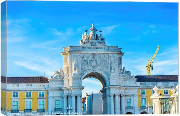 Rua Augusta Arch  Baixa Palace Square Lisbon Portugal Canvas Print by William Perry