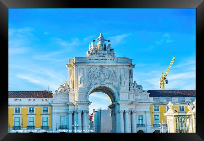 Rua Augusta Arch  Baixa Palace Square Lisbon Portugal Framed Print by William Perry