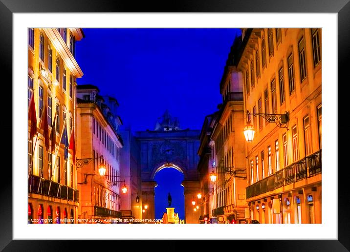 Rua Augusta Arch  Baixa Palace Square Lisbon Portugal Framed Mounted Print by William Perry