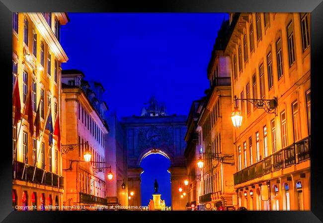 Rua Augusta Arch  Baixa Palace Square Lisbon Portugal Framed Print by William Perry