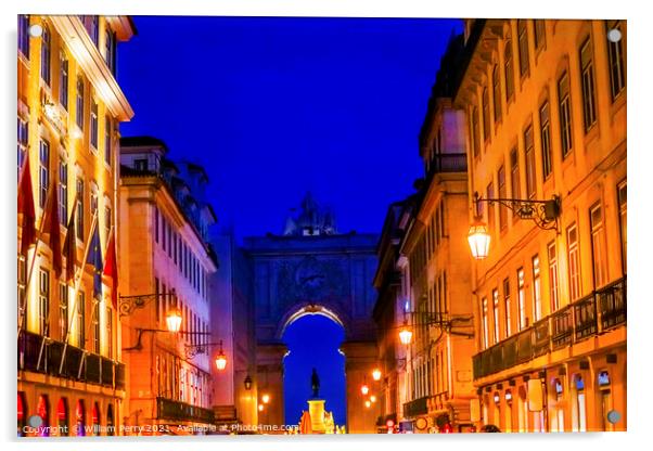 Rua Augusta Arch  Baixa Palace Square Lisbon Portugal Acrylic by William Perry