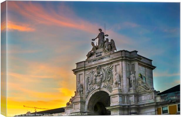 Rua Augusta Arch  Baixa Palace Square Lisbon Portugal Canvas Print by William Perry