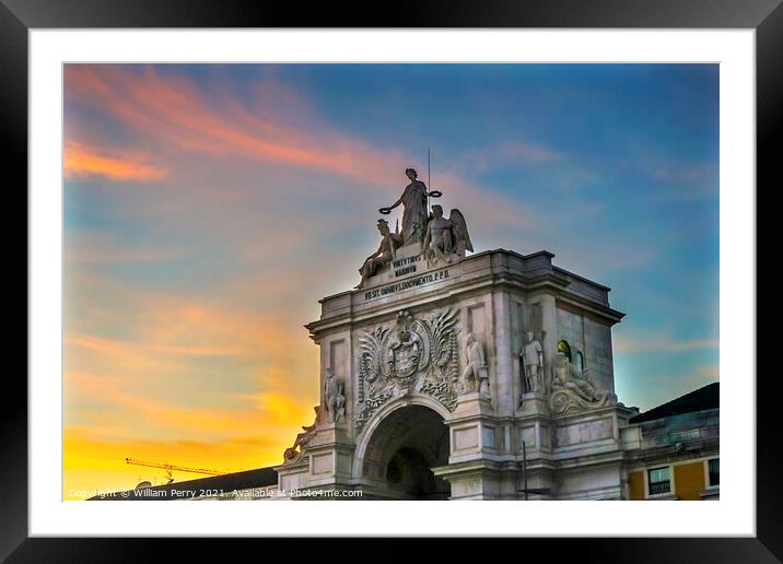 Rua Augusta Arch  Baixa Palace Square Lisbon Portugal Framed Mounted Print by William Perry