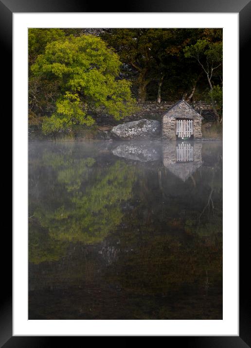 Llyn Dinas Boathouse Framed Mounted Print by Rory Trappe