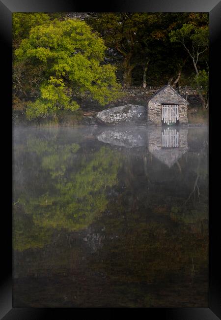 Llyn Dinas Boathouse Framed Print by Rory Trappe
