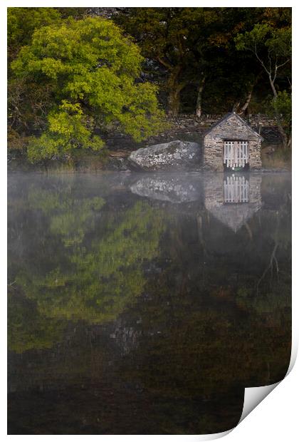Llyn Dinas Boathouse Print by Rory Trappe