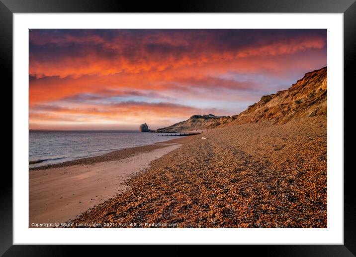 Colwell Bay Beach Sunset Isle Of Wight Framed Mounted Print by Wight Landscapes