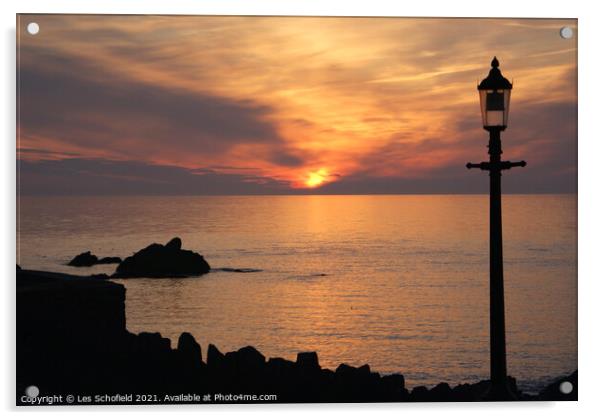 Majestic Sunset over Ilfracombe Acrylic by Les Schofield