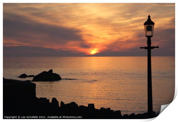 Majestic Sunset over Ilfracombe Print by Les Schofield