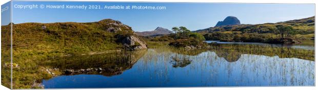 Panoramic view of Suilven and Canisp from Loch Dru Canvas Print by Howard Kennedy