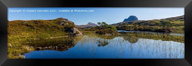 Panoramic view of Suilven and Canisp from Loch Dru Framed Print by Howard Kennedy