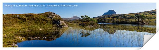 Panoramic view of Suilven and Canisp from Loch Dru Print by Howard Kennedy